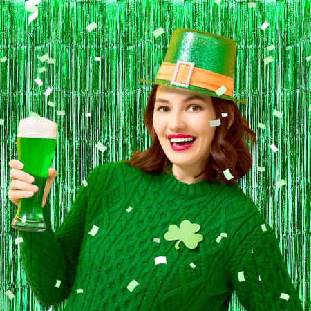 Perdea Franjurata, Cyrax, Model Decor Petrecere, pentru Fundal de Poze, Amenajare Colorata a Petrecerii, Dimensiune 100x200 cm, Verde