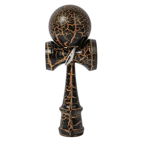 Kendama X Originala, Profesionala, Cyrax, Cracked, din Lemn, 18 cm, Negru/Auriu