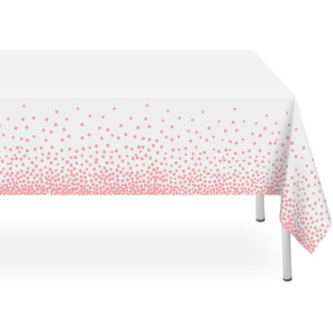 Fata de Masa, Cyrax, din PEVA, Imprimeu Buline, 137 x 274 cm, Impermeabila, Fara Pete, Curatare Rapida, Roz