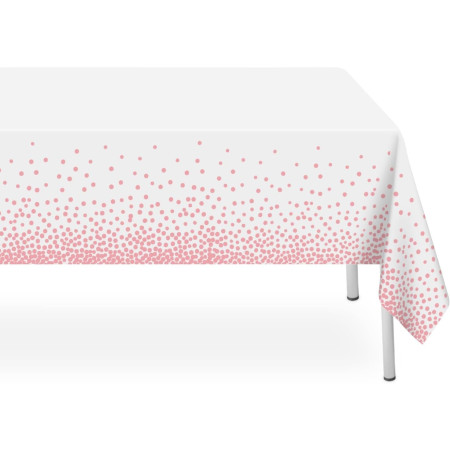 Fata de Masa, Cyrax, din PEVA, Imprimeu Buline, 137 x 274 cm, Impermeabila, Fara Pete, Curatare Rapida, Roz