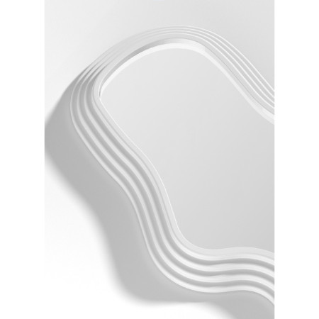 Oglinda de Perete,  Decorativa, pentru Baie, Dormitor, Sufragerie, Model Minimalist, Forma Asimetrica, 40.3x26 cm, Alb