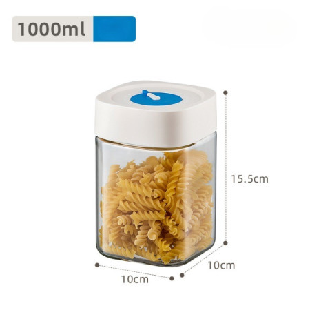 Borcan din Sticla de Inalta Calitate, Cyrax, Capac Ermetic, Uz Casnic, Depozitarea Condimentelor sau a Alimentelor Umede si Uscate, 1000 mL, 10x10x15.5 cm, Alb
