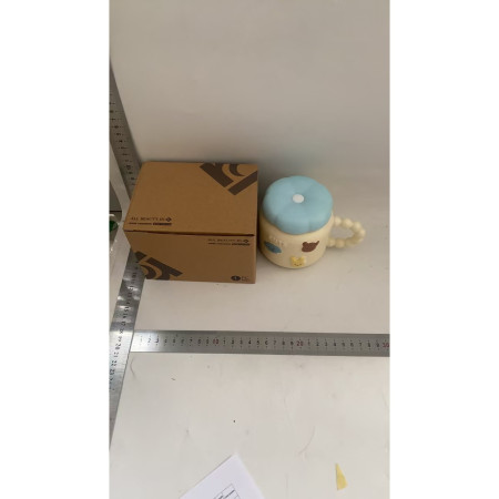 Cana pentru Copii, Cyrax, din Portelan, print Figurine Animalute, Model CUTE, Cana cu Capac, Ceasca pentru Cafea, Ceai, 400ml Galben deschis