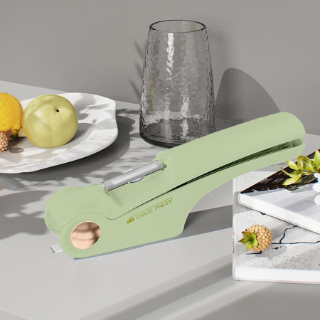 Presa Multifunctionala pentru Usturoi 4in1, Cyrax, Presa, Feliator, Desfacator de Borcane, Curatator Fructe/Legume, 22 x 8.8 cm, Verde