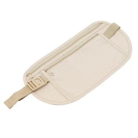 Borseta Anti-Furt, Cyrax, 2 Compartimente, Reglabila, Unisex, pentru Documente, Carduri, Telefon, Bej