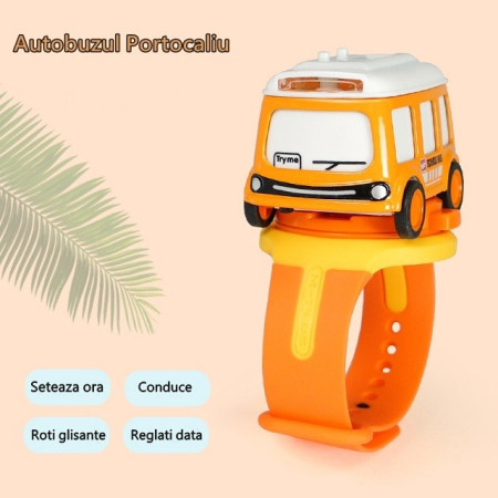 Set jucarie pentru copii, Cyrax, masina-ceas verde si portocalie