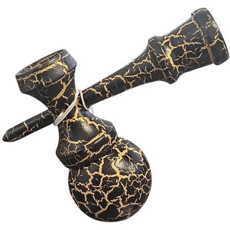 Kendama X Originala, Profesionala, Cyrax, Cracked, din Lemn, 18 cm, Negru/Auriu