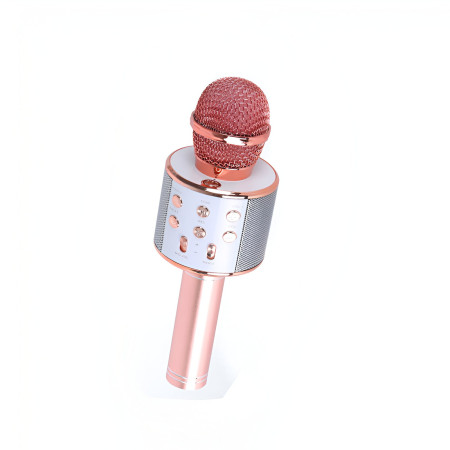 Microfon Karaoke, Cyrax, pentru Copii, Bluetooth, Boxa Incorporata, Compatibil cu Orice Smartphone, Acumulator Integrat, Multifunctional, Rose Gold