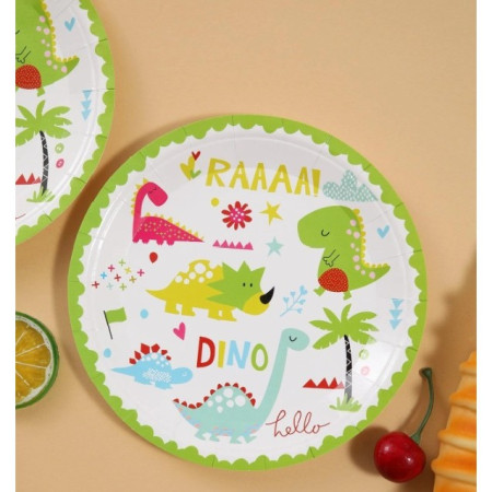 Set 10 Farfurii Petrecere, Cyrax, Colectia Dino Park, 17 cm Diametru, din Carton, Multicolor