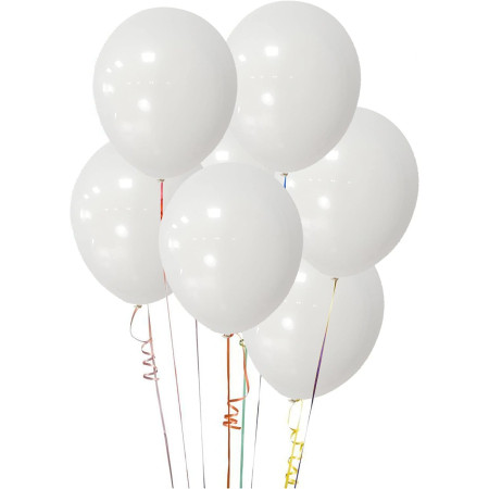 Set 10 Baloane din Latex, Cyrax, Model Party, 13 cm, Albe, 2.2 g