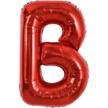 Balon Folie Metalizata Litera B, Cyrax, 40 cm, Umflati cu Heliu sau Aer, Ambalaj Individual, Pai inclus, Rosu