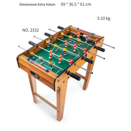 Masa de Fotbal cu Teren si 18 Jucatori Cyrax, 6 Manere, cu Tablou pentru Scor, din Metal, Lemn si ABS, 69 x 36.5 x 61 cm, cu Picioruse, pentru copii/adulti