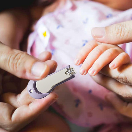 Set 4in1 de Ingrijire Unghii pentru Bebelusi, Cyrax, Cutie de Depozitare Tip Cerb, 0-6 Ani, 11 x 6 x 11 cm, Mov