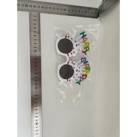 Ochelari Happy Birthday, Cyrax, Tematica Aniversare, Protectie Soare, din Plastic, Model Prajiturele, 18.5x11.5 cm, Alb