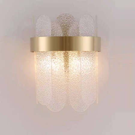 Lampa de Perete in Interior,  Lampa de Lux pentru Decor de Interior, Corp de Iluminat Tip aplica, din Inox Auriu si Cristal, Lumina Calda Rece Neutra, 25 x 20 cm, Ideal pentru Camere Mici si Medii, Auriu