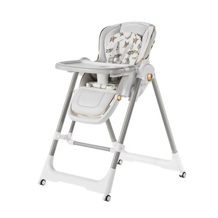 Scaun de Masa 2in1, Cyrax, pentru Copii 6 luni - 4 Ani, Pliabil, cu Roti, Balansoar, Leagan, Reglabil, Tava de Masa Dubla, Centura in 5 Puncte, 96 x 56 x 76 cm, Gri