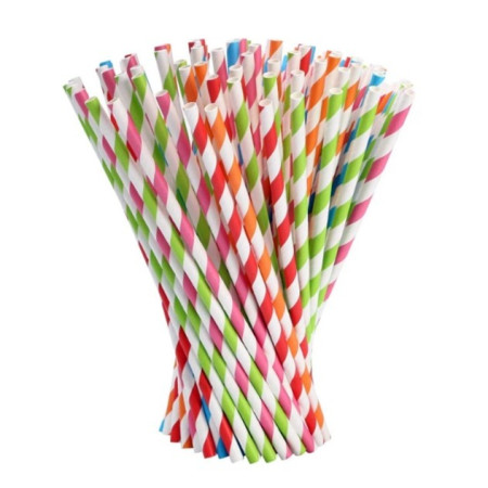 Set 25 Paie, Cyrax, din Hartie, 20 cm, Model cu Dungi, Multicolor