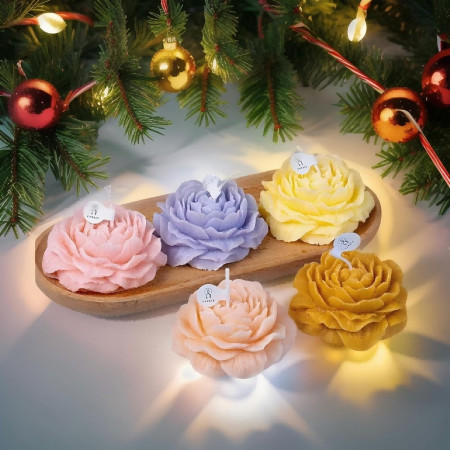 Lumanare Parfumata,  Model Trandafir, Ardere 10h, 70 g, 7.5 x 3.5 cm, Parfum de Lavanda, Mov