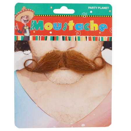 Mustata Falsa pentru Deghizari, Cyrax, Petreceri Tematice, din Panza, Autoadeziv, 13 x 10 cm, Model Curbat, Maro