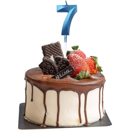 Lumanare Cifra 7, Cyrax, Model Diamond, 5 x 3.4 cm, Albastru