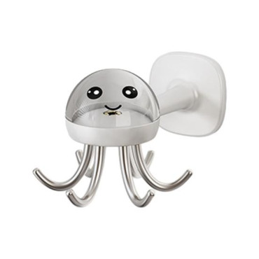 Suport Cuier pentru Perete,  Model Caracatita, Adeziv, 10 x 8.5 cm, 6 Brate, Alb