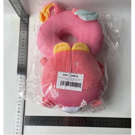 Perna tip Rucsac pentru Protectia Capului,  Tetiera tip Iepure, pentru Bebelusi, Design tip Plasa, 33x6x19 cm, 180 g, Roz