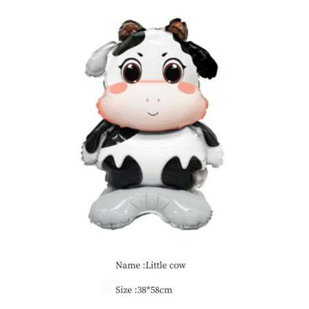 Balon din Folie Metalizata, Cyrax, Mini Figurine Animalute, Model Vacuta, Tematica Aniversare, 38x58 cm, Ambalaj Individual, Pai Inclus, Umflare cu Aer sau Heliu, Multicolor