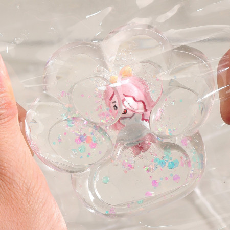 Jucarie Antistres Squishy, Cyrax, Labuta de Pisica Pufoasa, cu Revenire Lenta, 7 x 6.5 cm, Model Printesa, Multicolor