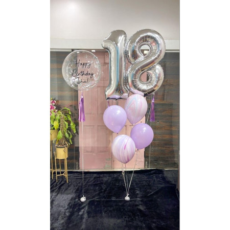 Balon din Folie Metalizata, Cyrax, Figurina Cifra, Tema Aniversare 100 cm, Ambalaj Individual, Pai inclus, Umflare cu Aer sau Heliu, Argintiu, Cifra 8