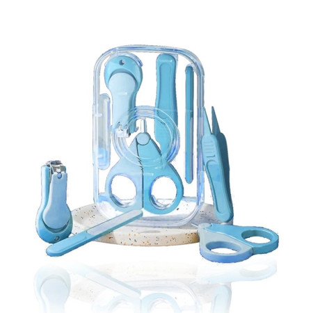 Set 4in1 de Ingrijire Unghii pentru Bebelusi, Cyrax, Cutie de Depozitare Texturata, 0-6 Ani, 13.6x8x2 cm, Albastru