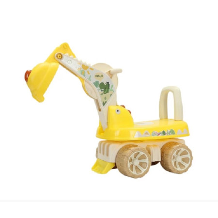 Excavator pentru Copii, Cyrax, 1-3 Ani, Greutate Portanta 30 kg, Muzica si Lumini, Rotatie 360 Grade, 45 x 31 x 35 cm, 4 Roti, Galben