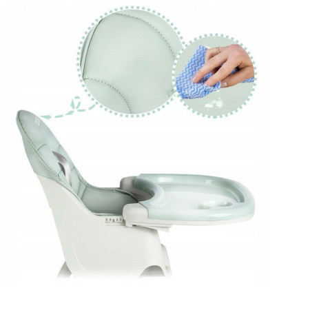 Scaun de masa pentru bebelusi si copii Cyrax, cu roti, telescopic, pliabil, masuta reglabila, suport picioare, scaun invelis piele artificiala, centura siguranta, spatiu depozitare, 97 x 73 x 65 cm, verde