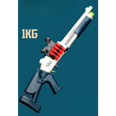 Pusca de Jucarie S686 Ultrarealista, UDL XM1014, Cyrax, Manuala, cu Luneta, 10 de Proiectile din Spuma Moale, 5 Cartuse, 80 cm, 8 ani+, Alb