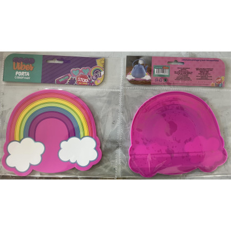 Suport pentru Pahar, Cyrax, Model Curcubeu, din PVC, 18.5 x 18.5 cm, Rezistent la Caldura, Multicolor