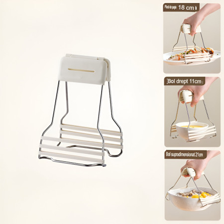 Clema pentru Boluri, Cyrax, Anti-Alunecare, din Silicon, de Uz Casnic, Rezistent la Temperaturi Inalte, 17.6x11.5x5.15cm, Gri