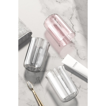 Cana de Apa pentru Clatit,  pentru Periuta de Dinti, 200 ml, 10.4 x 7.3 cm, Gri Transparent