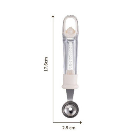 Lingura pentru Bile de Fructe, Cyrax, Scobitor Fructe, Ustensila Multifunctionala pentru Fructe, Accesoriu de Bucatarie, Lingura Antialunecare pentru Salata de Fructe, 17.6 x 2.9 cm, Bej