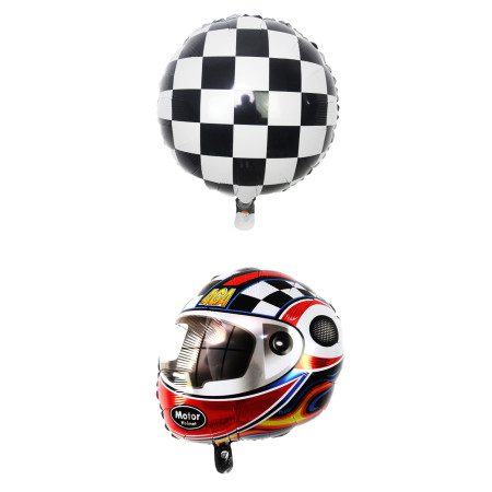 Set 2 Baloane din Folie Metalizata, Cyrax, Figurine Cerc si Casca, Model Curse, 75-80 cm cm, Ambalaj Individual, Pai Inclus, Umflare cu Aer sau Heliu, Multicolor