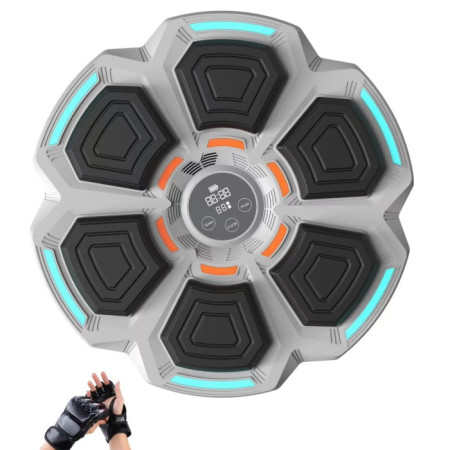 Tinta Lovituri Box Montabil pe Perete, Cyrax, Gri, Difuzor, Bluetooth, Iluminare LED, 41.5 x 6.5 x 42 cm, Manusi Incluse