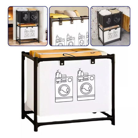 Cos de Rufe,  1 Cos, Cadru de Otel Inoxidabil, 97 x 44 x 57 cm, Negru