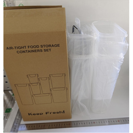 Set 4 Recipiente din Plastic, Cyrax, pentru Alimente/Obiecte, Inchidere Ermetica, 4 x 2.8l, Transparent