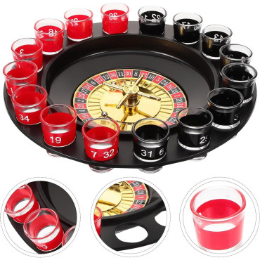 Joc de Ruleta Cyrax, cu Pahare de Shot si Plansa de Joc Blackjack, 31 cm, Multicolor