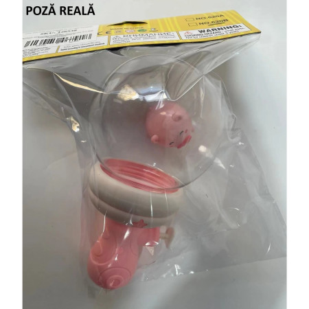 Pistol cu Apa pentru Copii, Cyrax, Multifunctional, Capacitate 300 mL, Model Purcelus, 9x9x17cm, Plastic, Roz