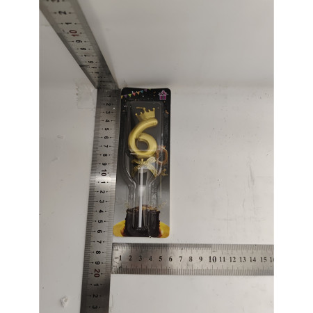 Lumanare pentru Tort Cifra 6, Model Coroana, Gold, Cyrax, Party