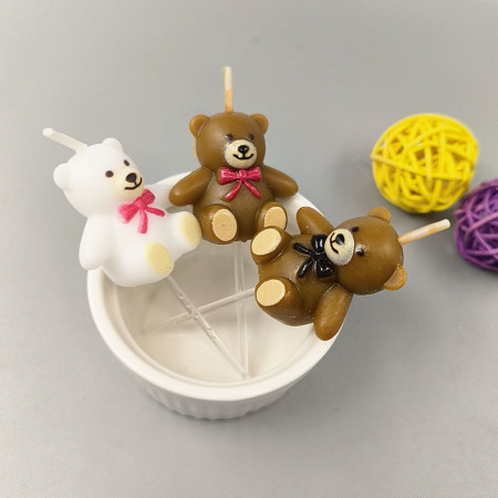 Lumanare de Tort, Cyrax, Model Ursulet, Party, 8 x 3.2 cm, Maro