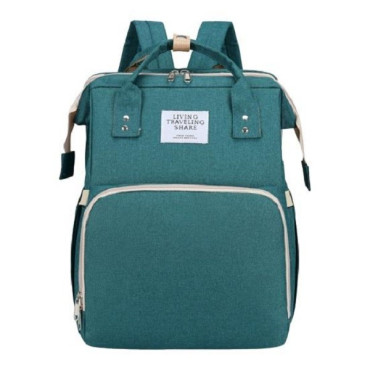 Rucsac Multifunctional pentru Mamici, Cyrax, cu Patut Pliabil si Baza de Schimbat, Rezistent la Apa, Capacitate Mare, Usor, Compartimente Multiple, Buzunar Termic pentru Lapte, 42 x 32 x 22 cm, Verde