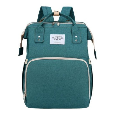 Rucsac Multifunctional pentru Mamici, Cyrax, cu Patut Pliabil si Baza de Schimbat, Rezistent la Apa, Capacitate Mare, Usor, Compartimente Multiple, Buzunar Termic pentru Lapte, 42 x 32 x 22 cm, Verde