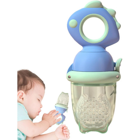 Suzeta pentru Fructe, Cyrax, pentru Bebelusi, din Silicon Alimentar, +4 Luni, 2 mm Grosime Gauri Tetina, 12.4 x 5.1 x 4.7 cm, Albastru