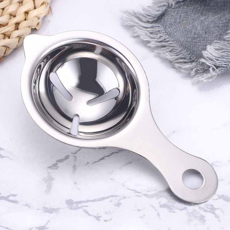 Cyrax Separator de oua, separa albusul de galbenus, inox, usor de folosit, 14x7.5 cm, argintiu