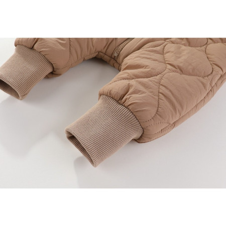 Combinezon de Iarna, Cyrax, pentru Bebelusi, din Bumbac, cu Urechi, Mansete Elastice, Unisex, 66 cm, Maro